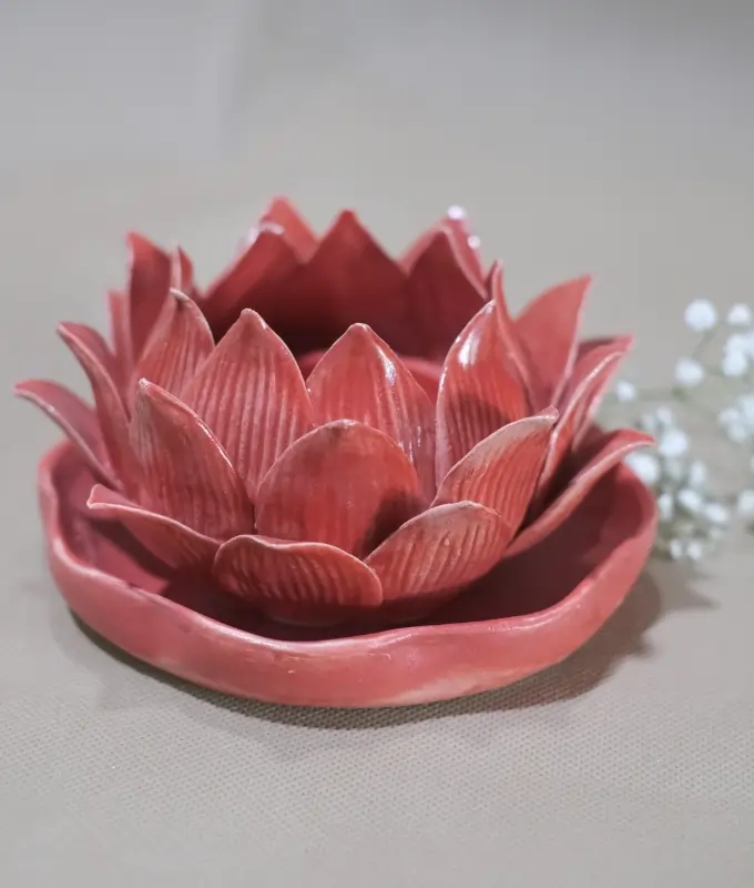 Handcrafted Lotus Candle Holder Code CMTH103