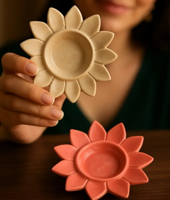 Handcrafted Flower Tealight Holders Code CMTH101