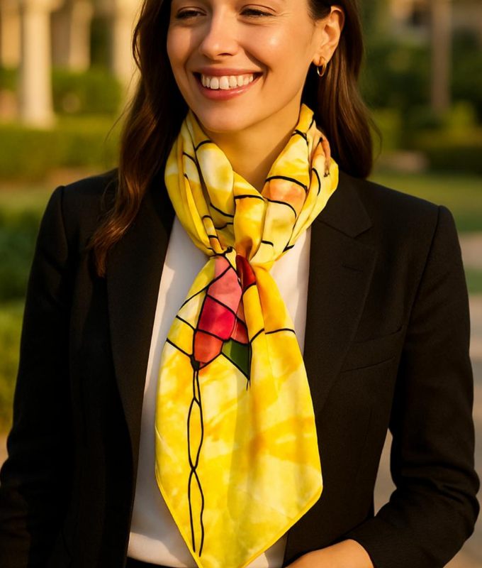 Handmade Yellow Designer Scarf Code G91TXL108