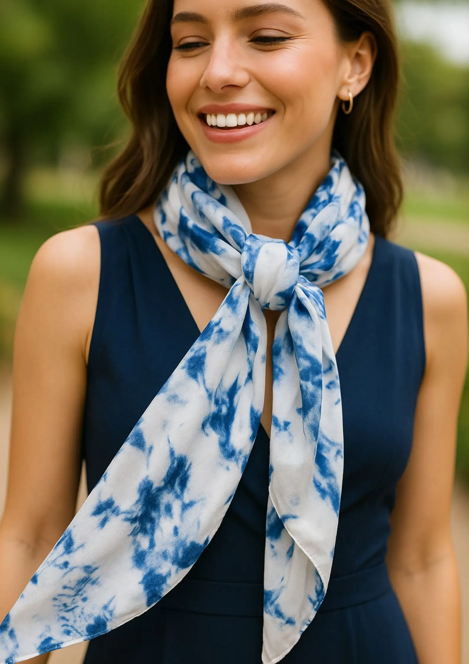 Handmade Blue Tie-Dye Scarf Code G91TXL101