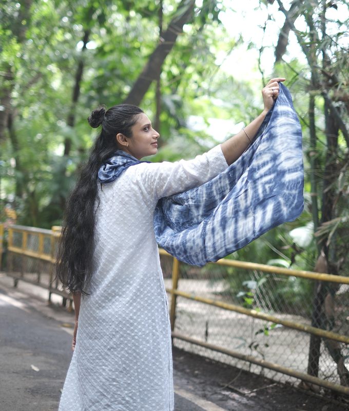 Handmade Blue Tie-Dye Dupatta Code G91TXL103