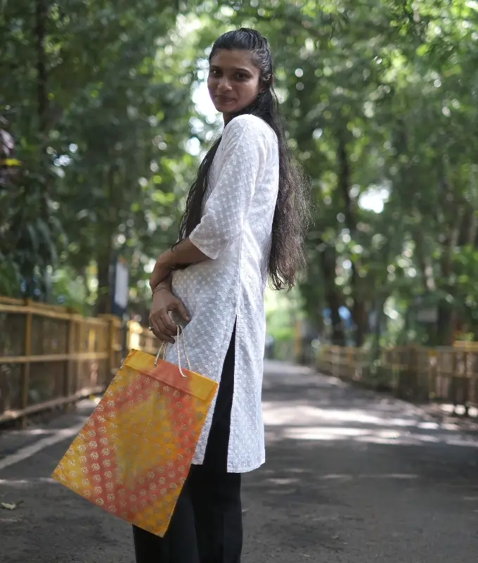 Handmade Printed Gift Bag – Yellow Orange Code G91GB1013