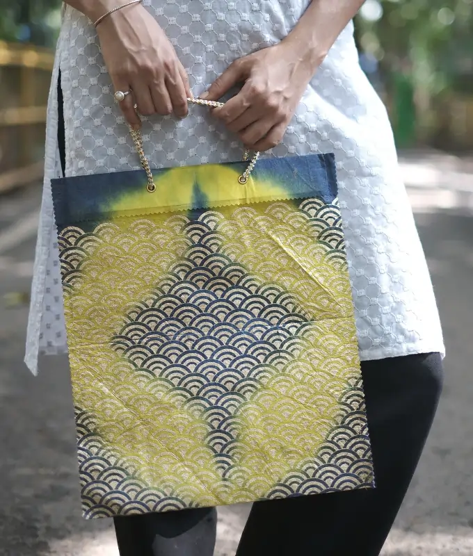 Handmade Designer Gift Bag – Green Pattern Code G91GB107