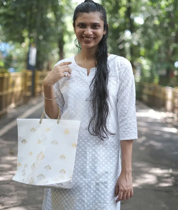 Student Crafted White Designer Gift Bag