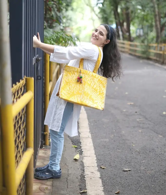 Student Crafted Yellow Tie-Dye Tote Bag Code G91TDB104