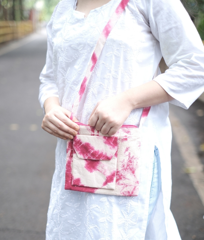 Student Crafted Pink Tie-Dye Sling Bag Code G91TDB102