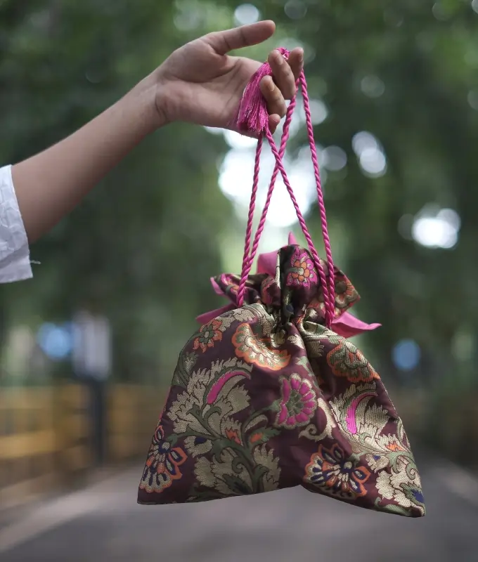 Student Crafted Floral Potli Bag Code G91PGB101
