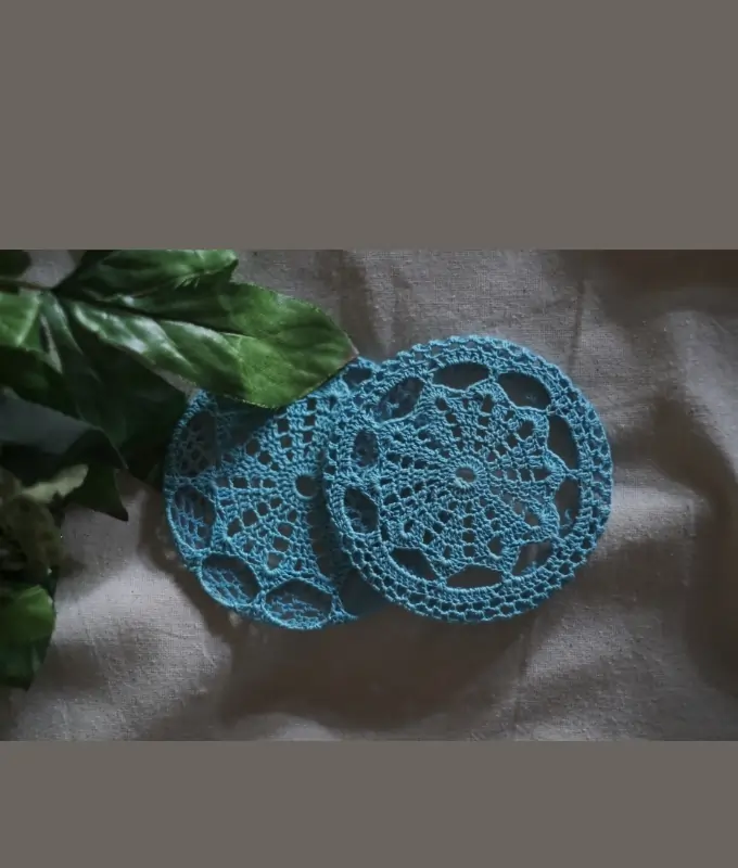 Student Crafted Blue Crochet Coasters Code CST104