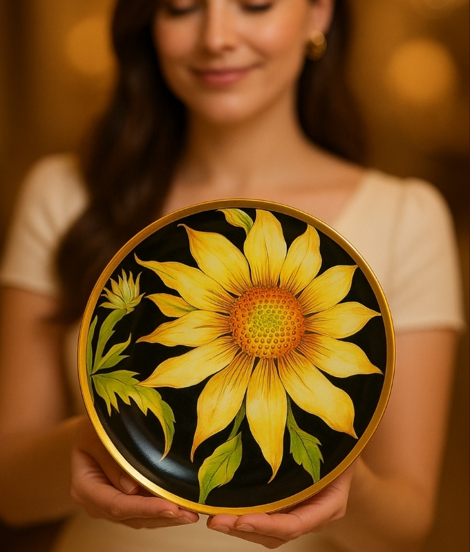 Golden Sunflower Wall Hanging Plate Code DP102