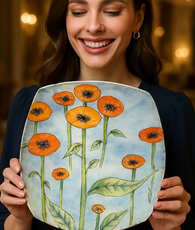 Orange Blossom Wall Hanging Plate Code DP105