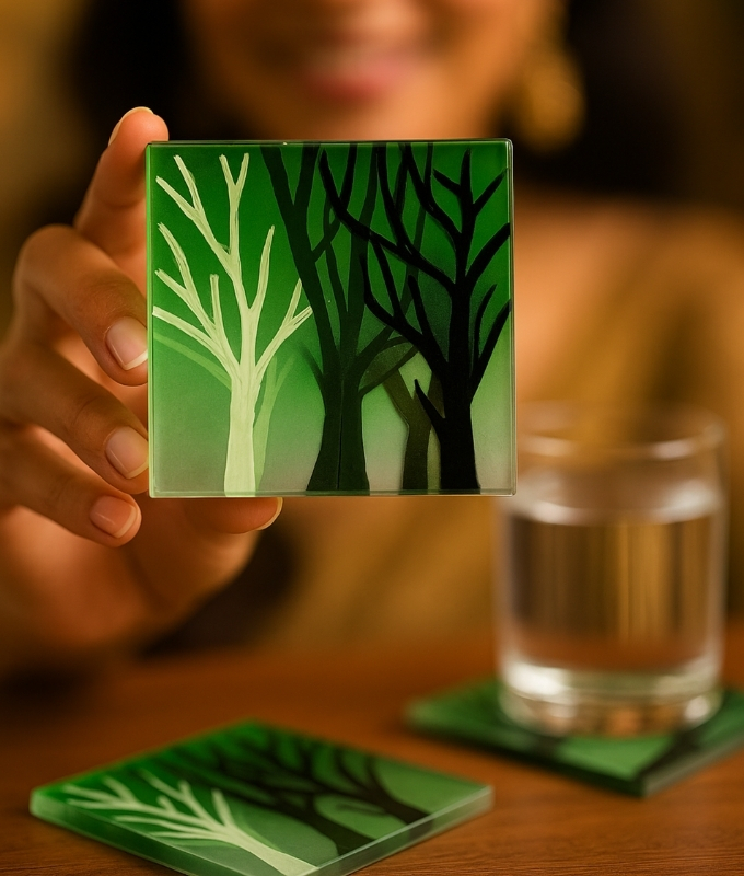 Green Forest Acrylic Coasters (Set of 5) Code AC104