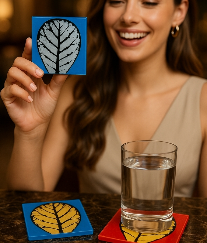 Leaf Acrylic Art Coasters (Set of 5) Code AC103