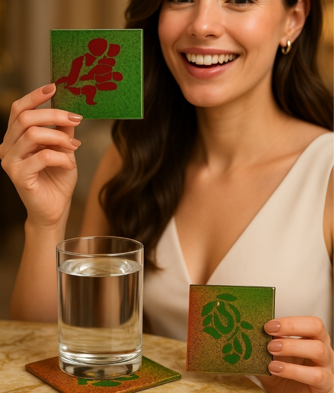 Green Acrylic Art Coasters (set of 5) Code AC106