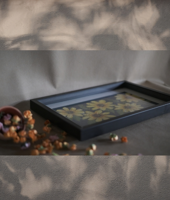 Pressed Flower Art Serving Tray Code TAT107 Tray