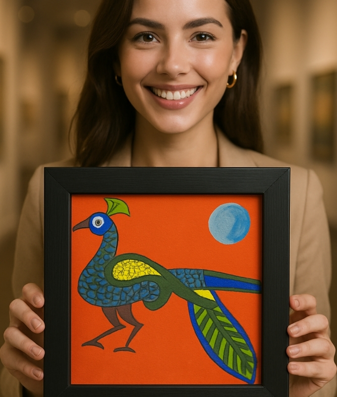 Peacock Frame Art – Orange Edition Code PT1012