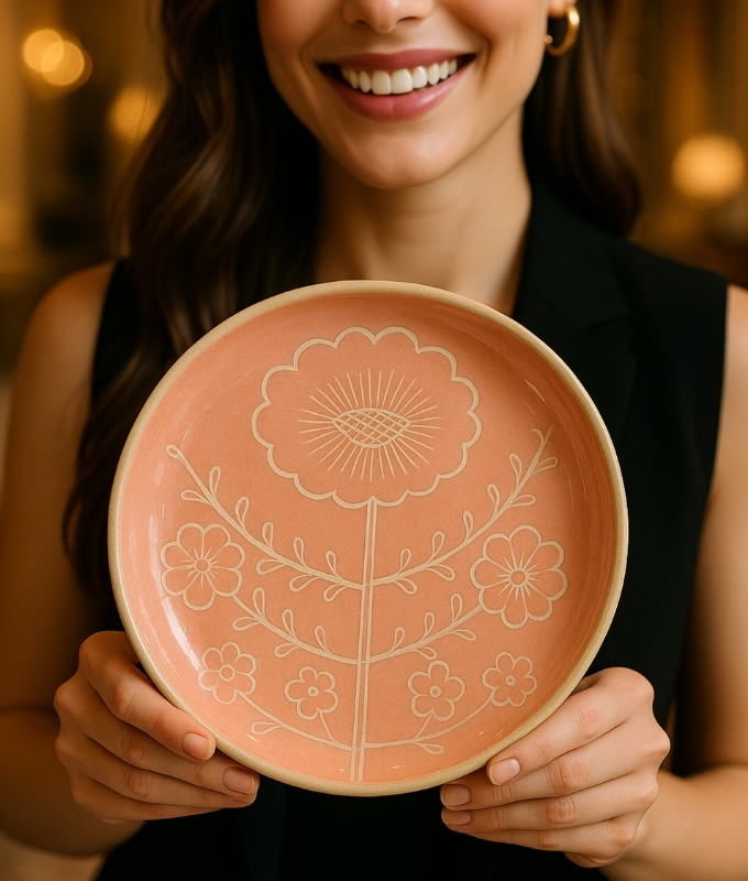 Blush Floral Ceramic Plate Code CMPLT102