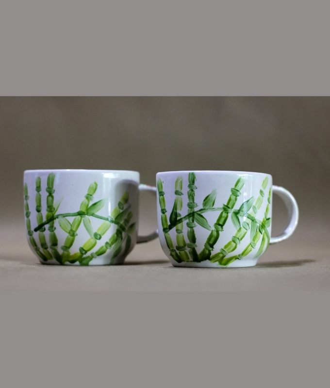 Handpainted Bamboo Mug Set